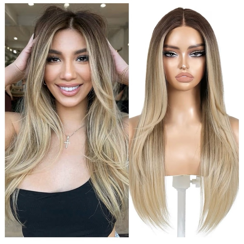 Balayage rooted blonde wig